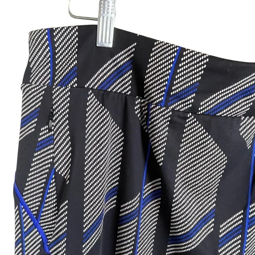 Tail Skort Jersey Black Blue White Geometric Zip Pockets Skirt‎ Size L